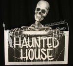 7-"Haunted House" Sign with Skeleton